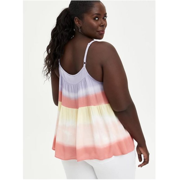 Torrid Size 1X 14-16 Tiered Camisole - Gauze Beach Stripe Tie Dye - Picture 2 of 4